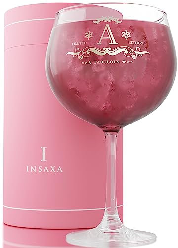 Personalised Gifts for Women - Large Gin Glass (730ML) - Your Choice of Initial (A)