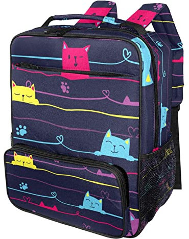 Allenada Schoolbag Travel Backpacks Bookbag Cute Cats on the Wire Bags with Adjustable Shoulder Straps for Girls Boys