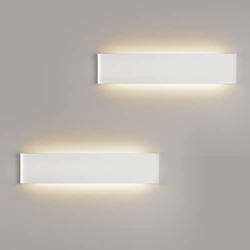 Mille Lucciole Applique da parete Interno 24W Lampada da Parete Moderno 2880LM Applique LED 4500K Bianco Neutro Lampada da Parete LED 41CM Lampada a Muro Per Soggiorno Camera da Letto【2 Pezzi Bianco】