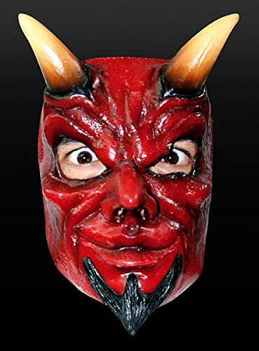 Teufelsmaske Maske des Grauens aus Latex - Erwachsenen Horror Kostüm Halbmaske - ideal auch für Karneval, Motto- & Grusel-Party