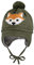 maximo Mini Boy-Mütze, Intarsie Fuchs ausgenäht, Pompon, Futter Made in Germany 45 anismeliert