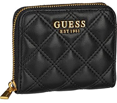 GUESS Giully Petit Portefeuille zippé pour Femme Taille Unique, Noir, Taille Unique