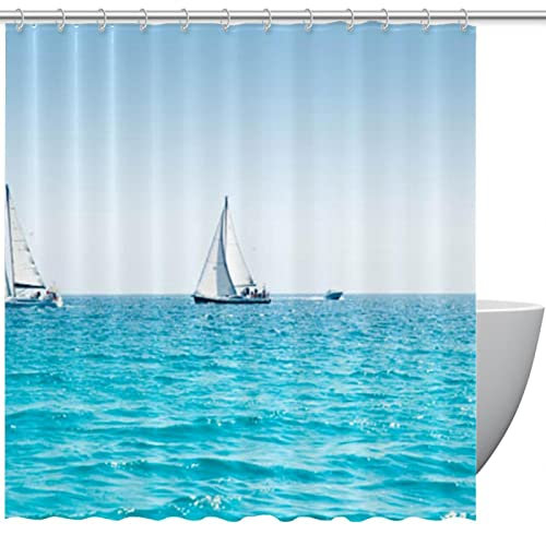 Personalized Shower Curtain Boats Sail Print