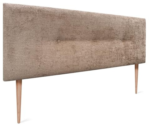 DHOME Kopfteil Natürliche Wolle Finish mit Knöpfen gepolstert Kopfteil Bett Schlafzimmer gepolstert Bettwäsche Winter Luxury (Braune Wolle, 160x105cm (150/160))