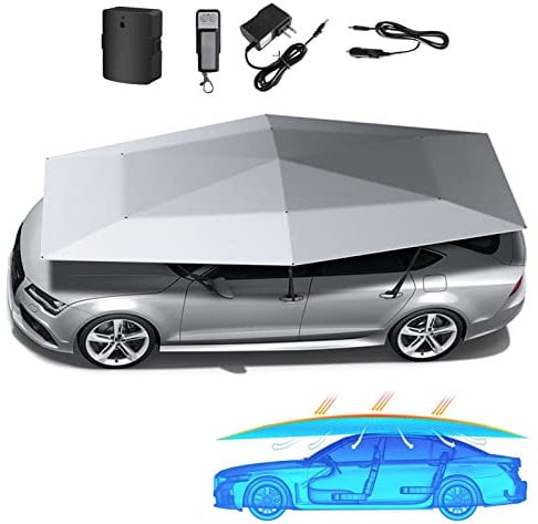 Automatischer Autoschirm Mit Fernbedienung, 520 cm, Groß, Pop-Up-Garage, Dachzelt, ZigarettenanzüNder, Steckdose, Steckdose,Gray