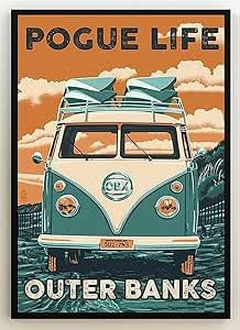 Pogue Life - Outer Banks Hippie - Tin Sign, Retro Vintage Metal Sign Poster, Pub Bar Kitchen Garden Bathroom, Home, Plaque, Decorative Wall Art, 2 Sizes (A5)