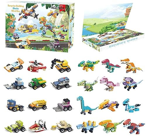 Adventskalender 2023 für Kinder Erwachsene, Weihnachtskalender Kinder, 24 Weihnachtsspielzeuge inkl. Auto Spielzeug, Tiere Konstruktionsspielzeug, MOC Klemmbausteine Kompatibel mit Großen Marken