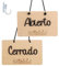 Smile BB- Cartel Abierto Cerrado para Tiendas, Negocios, Restaurantes en Madera con Ventosa