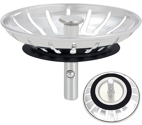 Moendergo Fregadero con cesta para colador, tapón para fregadero, tapón de desagüe con cesta para lavabo, fregadero de cocina blanco, válvula de cesta de filtro (B)