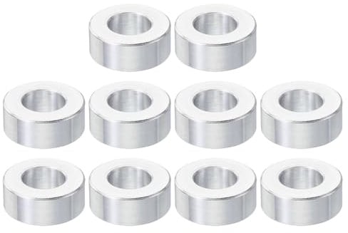 PATIKIL Entretoises en Aluminium M10, 10pcs Entretoise Métallique à Vis Ronde, Rondelle Plate pour Vis Tige Filetée Écrous Boulons Gonds de Porte, 10.5mm ID x 20mm OD x 8mm Hauteur
