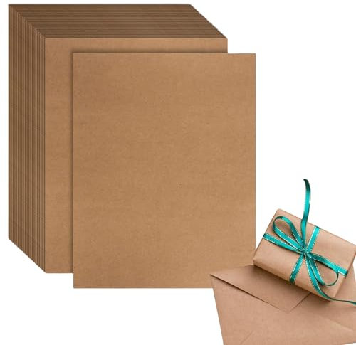 Vesone Brauner Karton,Brauner Karton | 100 Blatt Karton-Druckerpapier 6 - bedruckbare Visitenkarten, robuster, gefalteter Karton aus Kraftpapier für selbstgemachte Grußkarten, Hochzeiten