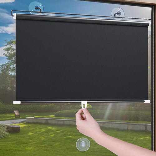 Saugnapfes Rollo Fensterrollo,Sonnenschutz Verdunkelungsrollo mit Saugnäpfen,Sichtschutz Temporäre Jalousien Für Fenster,Sichtschutz,für Büro,Auto,Ohne Bohren,Breite X Länge (40cm x 60cm)