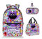 3 mochilas de anime sonriente con llavero, mochilas de viaje ligeras impresas en 3D de 16 pulgadas, mochilas escolares con lonchera y estuche., B, 16in