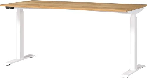 Germania Schreibtisch 7908-242, in Navarra-Eiche-Nb./Weiß, EL. höhenverstellb., 160 x 120 x 80 cm (BxHxT)