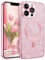 DOMAVER Case for iPhone 13 Pro [Compatible with mag-safe], Magnetic Case for Women Girls Cute Glitter Bling Camera Lens Protection Shockproof Luxury Cover for iPhone 13 Pro 6.1'',Pink