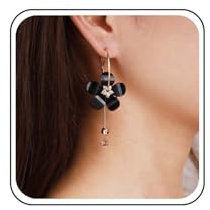 Cybche Boho Acrilico Nero Fiore Orecchini Pendenti Nero Cristallo Fiore Goccia Orecchini Acrilico Fiores Orecchinis In Resina Fiores Cerchio Orecchinis Nappa Gioielli Per Le Donne