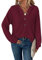 Tanmolo Hoodie Damen Kapuzenpullover Knopfleiste Leichter Pullover Langarm Sweatshirt Tops für Herbst Weinrot, XL