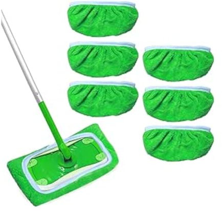 Reusable Dry and Wet Sweeping Cloths Mops, Reusable Mop Refill Pads for Swiffer SweeperWashable Microfiber Wipes Cleaning Mop Head (6 Pcs)