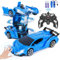 Highttoy Ferngesteuertes Roboter Auto mit Gestenerfassung, Licht und Musik, 2.4GHz 360° Drehung 1:18 Transformator RC Auto Roboter Kinder Spielzeug ab 3 4 5 6 7 8 Jahre Jungen Geschenk, Blau