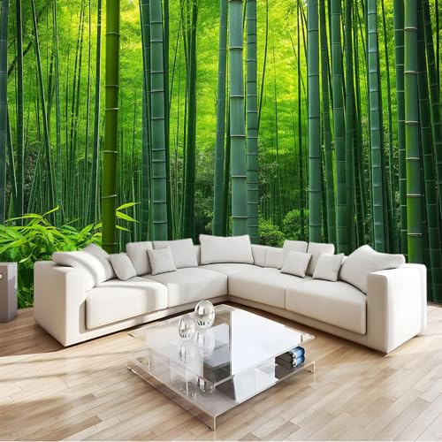 Fototapete 3D Natur Bambuswald Grün 300x210 cm Vlies Tapeten Wandtapete Moderne Wanddeko Design Wand Dekoration Wohnzimmer Schlafzimmer