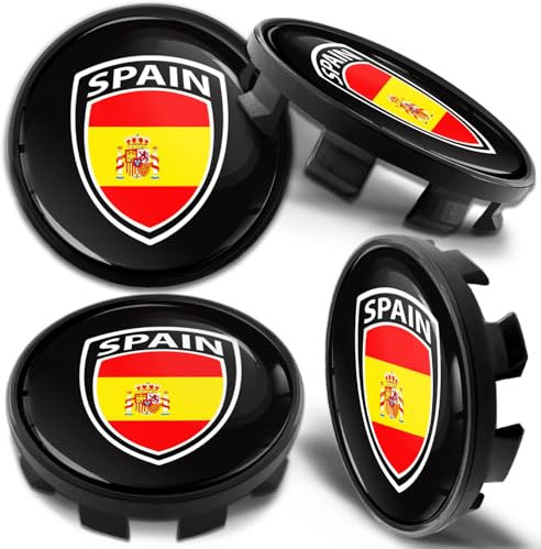 Biomar Labs 4 x 68mm Nabendeckel Kompatibel mit BMW 36136783536 Felgendeckel Radnabenabdeckung Nabenkappen Felgenkappen Radkappen Alufelgen Spanienflagge Spain Flag CB 68