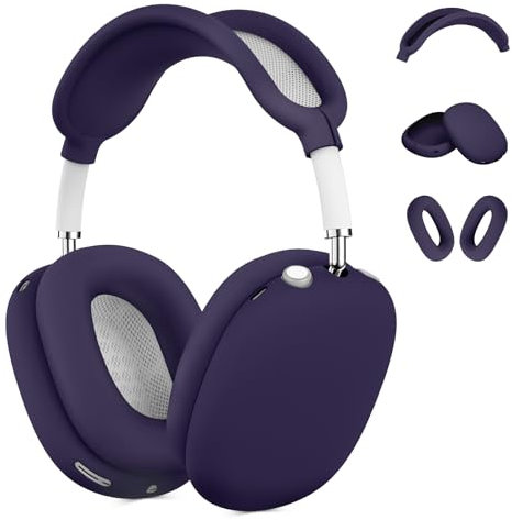 Funda de silicona para AirPods Max, funda para almohadillas para los oídos, cubierta para auriculares AirPods Max, accesorios de silicona suave para Apple AirPods Max nuevo USB-C (2024) (morado