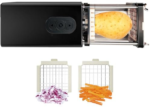 GAYAYAS Electric French Fry Cutter, Automatic potato cutter, Potato Slicer with 1/2Inch & 3/8Inch Blade, Professional Commercial and Household French Fries Cutter,Black