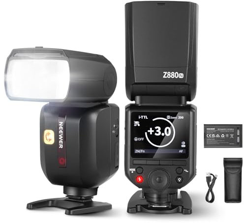 NEEWER Z880-N Flash Speedlite i-TTL 2,4G 76Ws Compatibile con Nikon,UI Migliorata, Lampada Pilota Regolabile,Cambio Rapido TTL/M(Tasto TCM), HSS 1/8000s Batteria 7,2V/3000mAh 600 Flash a Piena Potenza