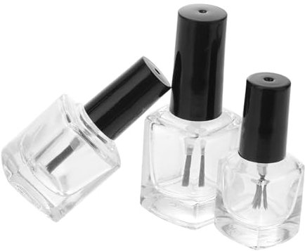 Healeved 3pcs Pack Empty Square Nail Polish Bottles Container Brush for Nail Polish Leak Design