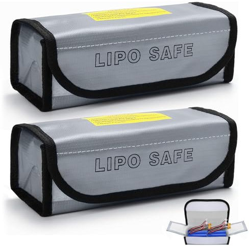 2PCS lipo bag Lipo Battery Safe Fireproof Safety Protection Bag Explosion-Proof Battery Safety Guard Case, Module Battery Charging Protection Bag Sack Pouch Safe for Charge 18.5 x 7.5 x 6 cm