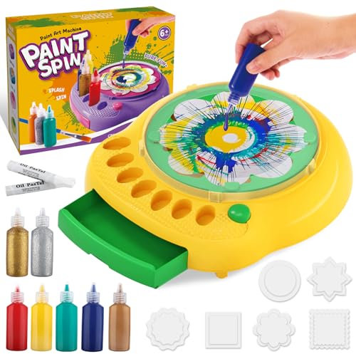 Arts and Crafts for Kids Ages 4-8,Paint Spin Art Machine Kit,Art Craft Set for 6-9 Year Old,Cool Painting Spinner Toys Kits Set,Art Supplies Birthday Gifts for Boy Girl Ages 6 7 8 9 10 11 12 (Green)