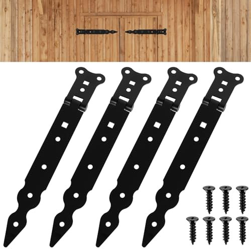 4 Pcs Bisagras Puertas Madera, 250 mm Bisagras para Puertas de Madera, Bisagras para Contraventanas, Bisagras Cruzadas Negras para Portones Puertas de Jardín Granero Exteriores (250 mm)