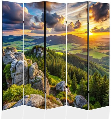 framed concept - Paravent Raumteiler Holz 225x172 cm, 5-teilig einseitig, Sichtschutzwand