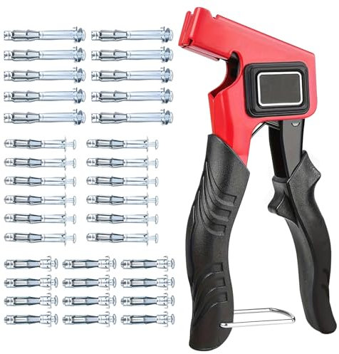 Kit Cheville Molly avec Pince, Assortiment avec 34 cheville Molly Metallique pour Placo Brique Creuse, Pince Professionnel Convient à M5,3 Tailles de Vis,Métal d'ancrage Mural Creux avec Boulon Molly