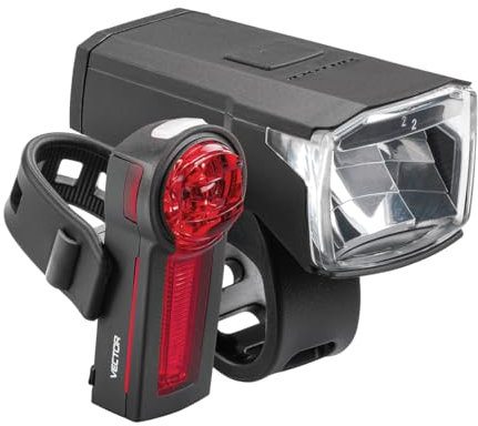 TRELOCK Fahrradlichtset LS 440 LIGHTHAMMER 40 LUX + LS740 Rücklicht – USB Ladefunktion – 60 m Sichtweite – Batterieindikator – StVZO zugelassen