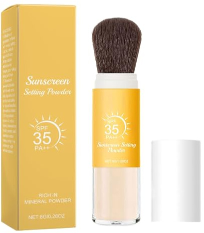 Mineralisches Sonnencreme-Pulver – Mattes Finish, langlebig, Reiselänge, durchscheinend, Mineralkosmetik, baubar, Sonnencreme-Pulver für unter Make-up