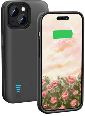 Loytal Battery Case for iPhone 15 Plus, 6000mAh Rechargeable Extended Battery Charging Charger Case, Add 100% Extra Juice (6.7 Inches) Black