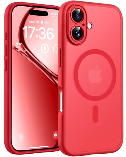 TOCOL für iPhone 17 Hülle, Kompatibel mit MagSafe, Rot | Vollständiger Kameraschutz Handyhülle, Eingebauter Magnetring Case, Militärschutz Stoßfest Kratzfest Haltbarkeit Phone Cover