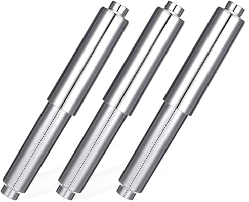 Shimmeroo 3Pcs Loo Roll Holder, Plastic Spring Toilet Paper Roller Rod, Bathroom WC Tissue Replacement Accessories, Silver