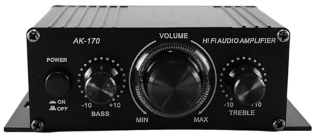 DUZEPA Power Amplifier Home Audio System AK170 DC 12V Stereo Hi-Fi Dual Channel Sound Receiver Box with for Speaker PC TV Cell Phone