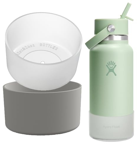 OAWEEN 2 pcs Silicone Boot for Hydro Flask 32oz 40oz Wide Mouth Bottom Diameter 3.55-3.85 Anti-Scratch Protective Sleeve for Hydroflask Water Bottle Anti-Slip Clear Cover Outdoor Accessories, Gray