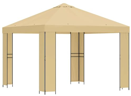 vidaXL Pavillon 3 x 3 m Creme Polyester und Stahl 190