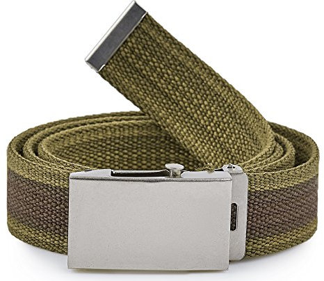 Merry Style Damen Gürtel Stoffgürtel P20 (Grün/Khaki-Silber, 105 cm (Gesamtlänge 110 cm))