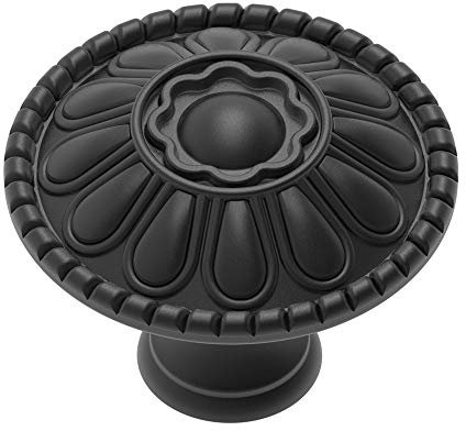 trust4care 9-Pack of Matte Black Kitchen Cabinet Knobs Pulls, Matte Round Farmhouse Dresser Handles Drawer Knobs for Modern Home Furniture Door, Victorian Floral Pattern