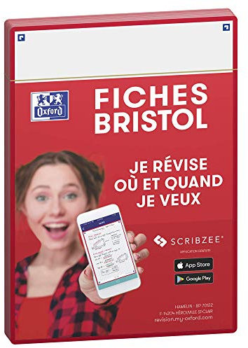 OXFORD Revision 2.0 Karteikarten, DIN A5 (14,8 x 21 cm), weißer Hintergrund, Vorderseite/Rückseite, roter Rahmen, 50 Stück
