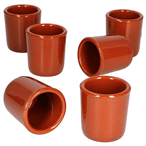 MamboCat 6er Ton Schnapsbecher 50 ml I vollglasiert I Shot-Glas I Mediterran I Unikat Handarbeit I Mini Mug Tumbler I Antike/Vintage I Mittelalter I Wikinger
