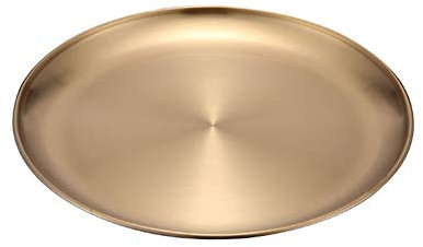 Vassoio da portata rotondo in acciaio inossidabile Elegante piatto da portata in oro argento per ristorante Vassoio da servizio per bevande Tè Dessert Snack alimentare (piccolo, medio, grande)