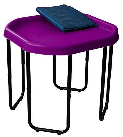 Children's Plastic Sand & Water Mixing Play Tray - PURPLE - 70cm x 70cm with 3 Tier Height Adjustable Stand and Protective Cover Sheet.