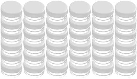 Youyijia 100 Pcs Sample Pots 3ml 3g Clear Cosmetic Container with Lids Round Travel Sample Jar 3x3x1.5 cm Clear Small Sample Containers Bottles Sample Make-Up Storage