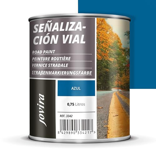 JOVIRA PINTURAS Pintura Señalización Vial. Pintura especial para la señalización del tráfico, ideal para pasos de peatones, aparcamientos, bordillos, vados (750 Mililitros, Azul)
